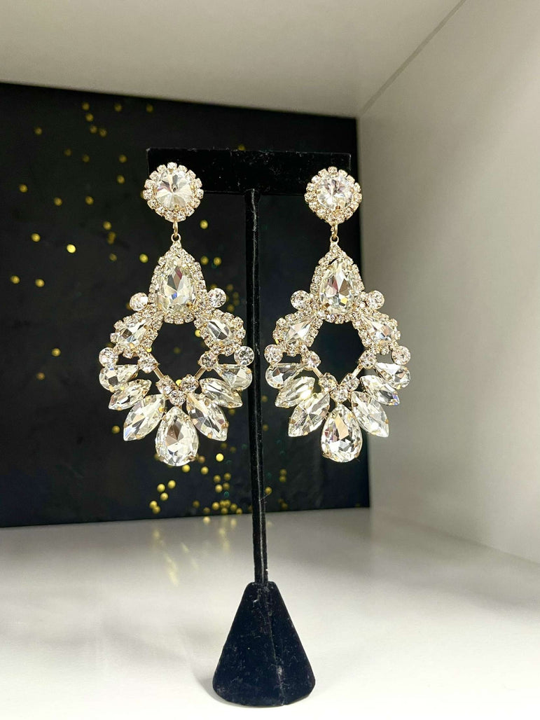 Heavenly Starbust Rhinestone/Gold Earrings