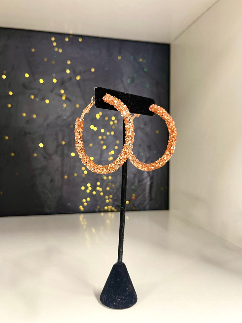 Rose Gold Sequin Hoops
