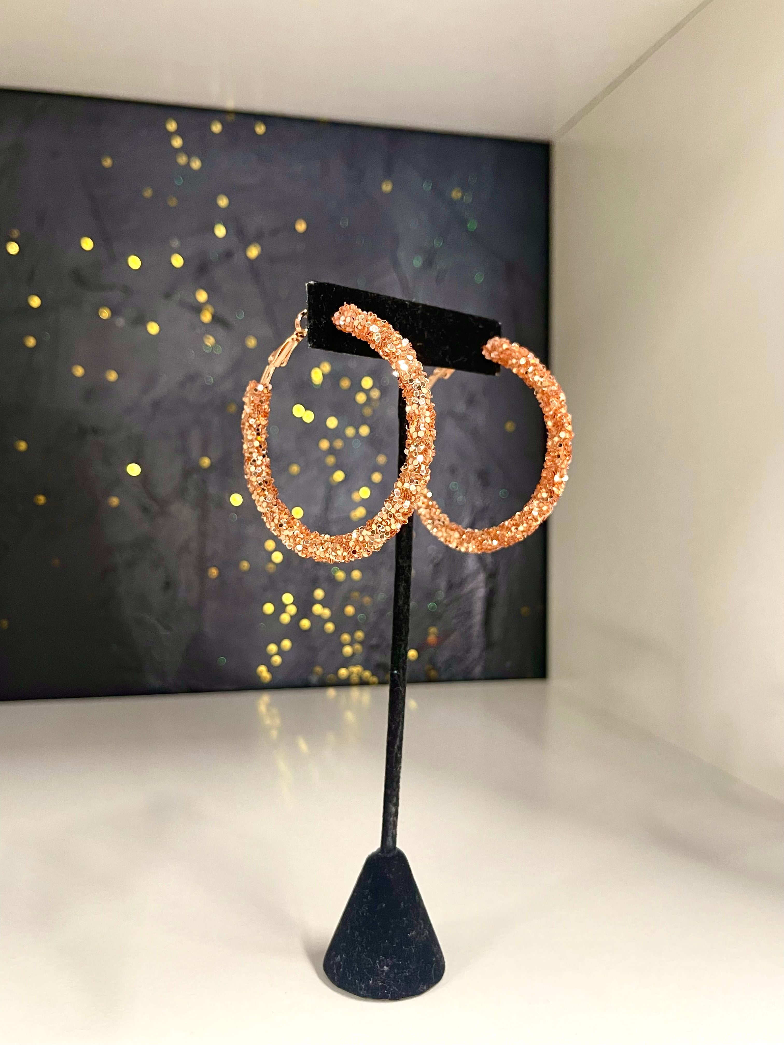 Rose Gold Sequin Hoops