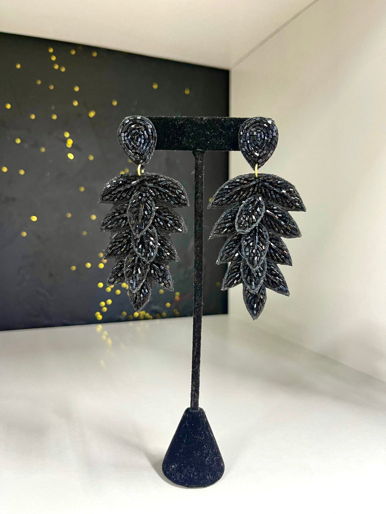 Leaf Seed Bead Earrings