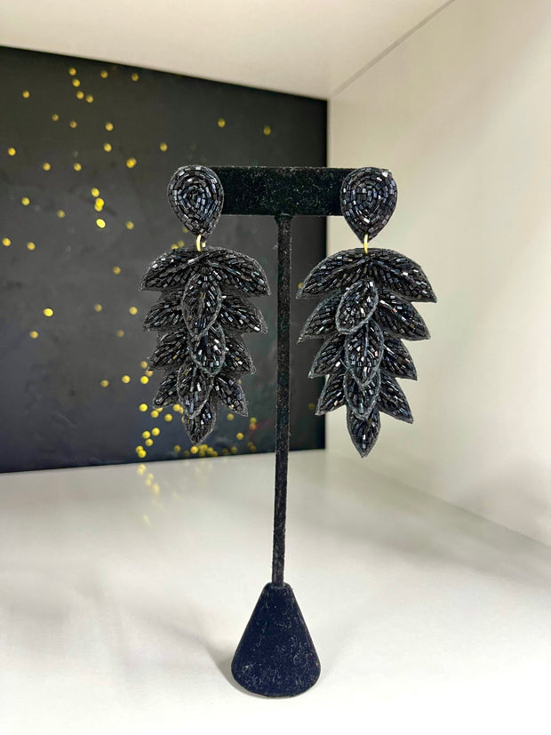 Leaf Seed Bead Earrings