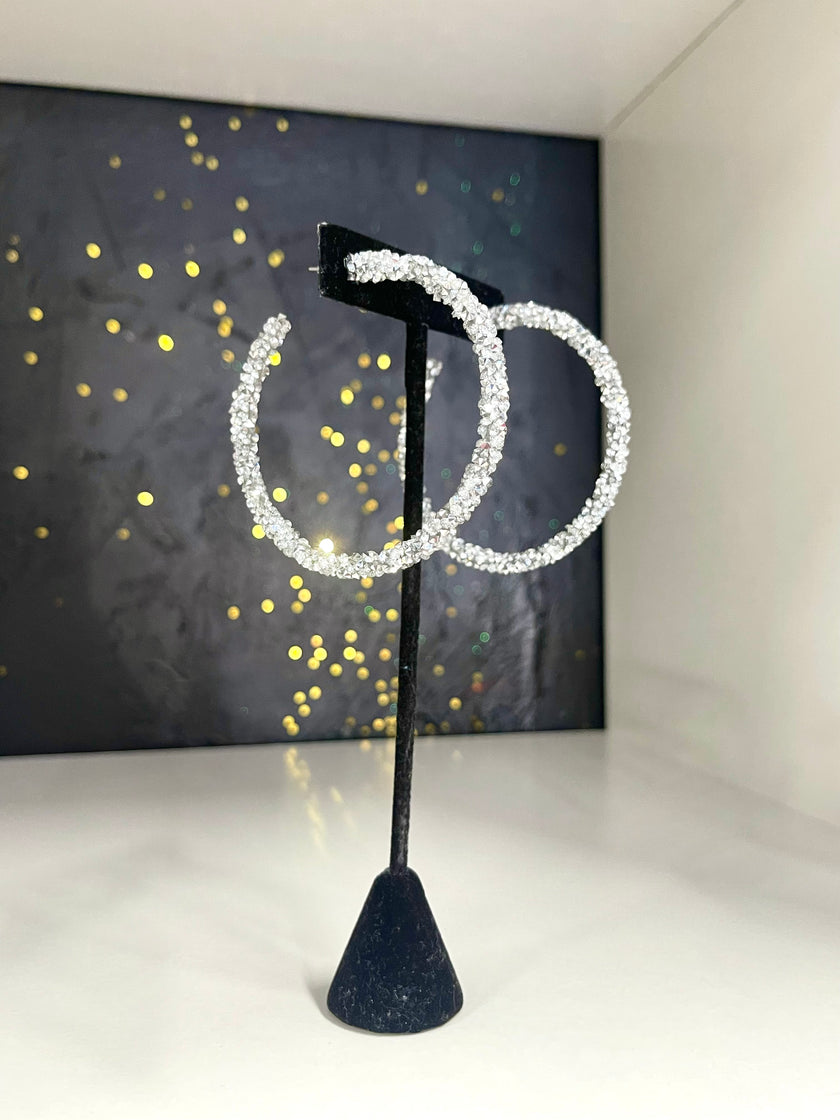 Silver Crystal Hoops