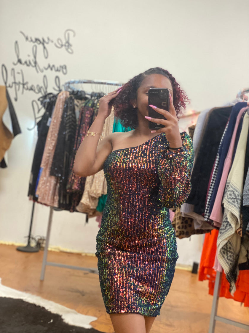 Navy Be Bold Sequin Mini