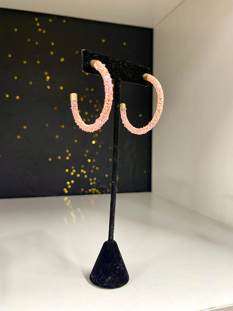 Mini Pink Sequin Hoops